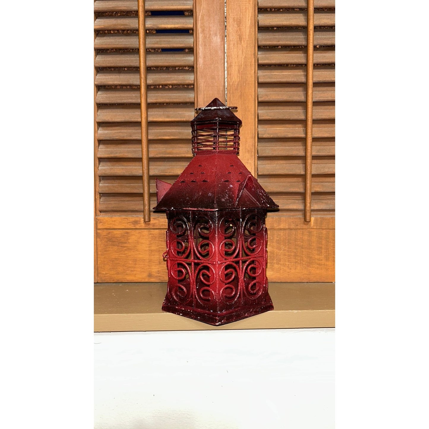 Distressed Metal Tea Light Lantern