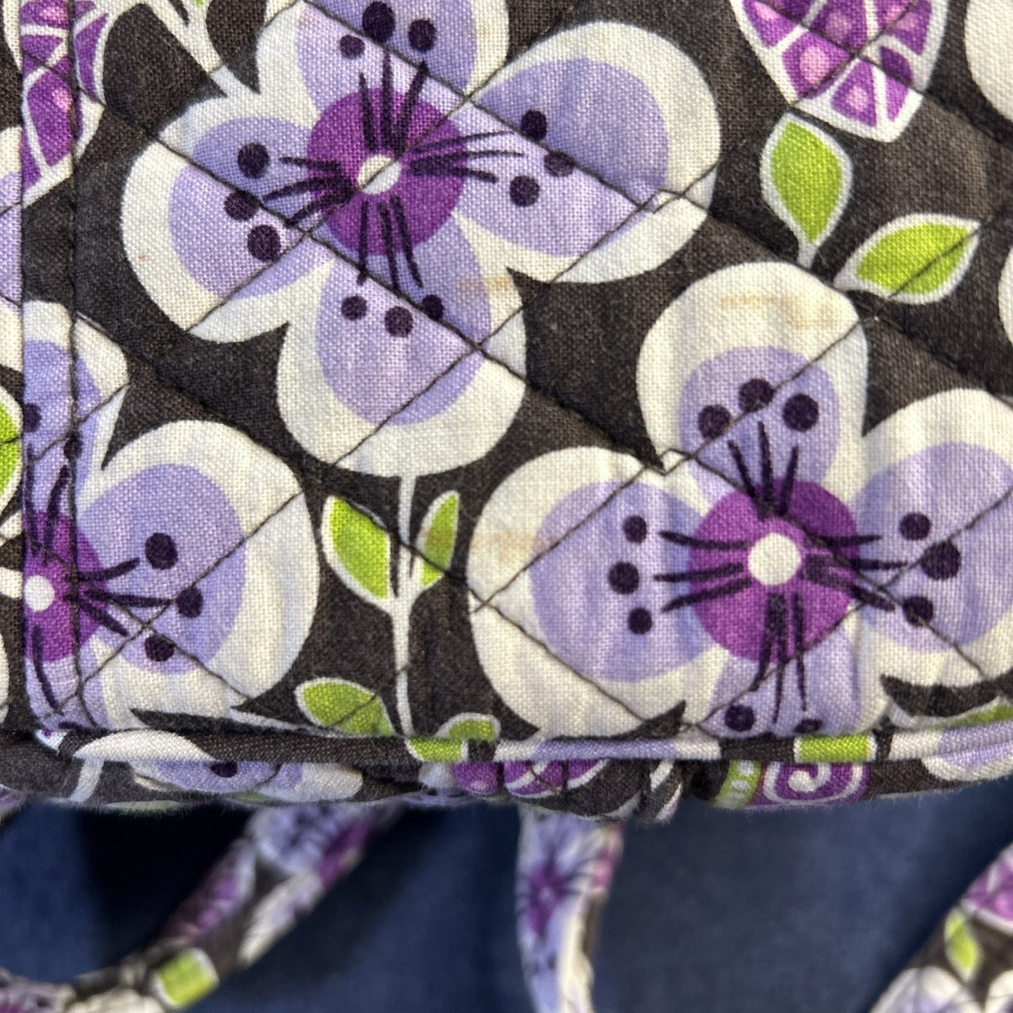 VERA BRADLEY Plum Petals Pattern Top Zip Shoulder Bag
