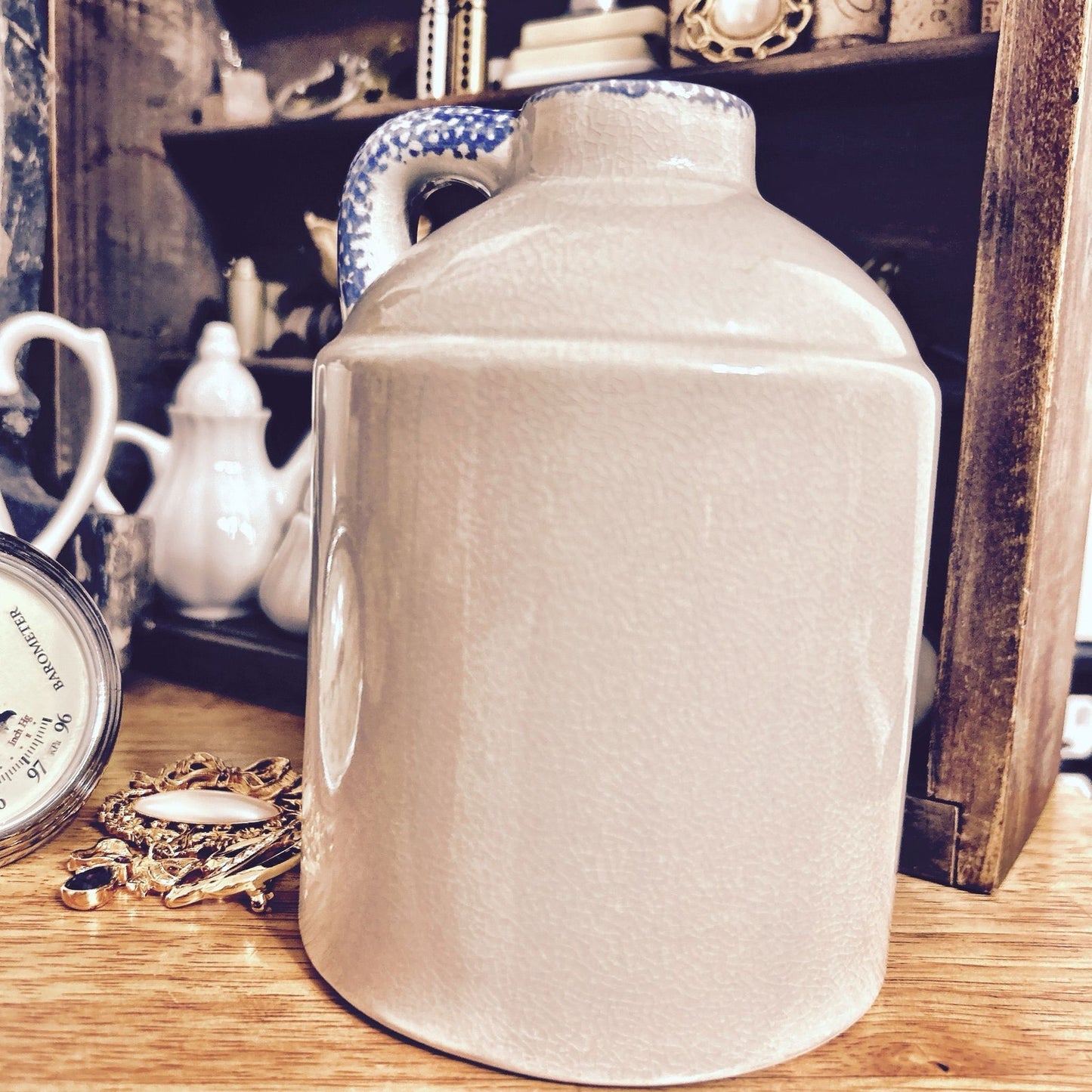 Farmhouse Style Jug: 1997 Hermitage Pottery Spongeware Pitcher