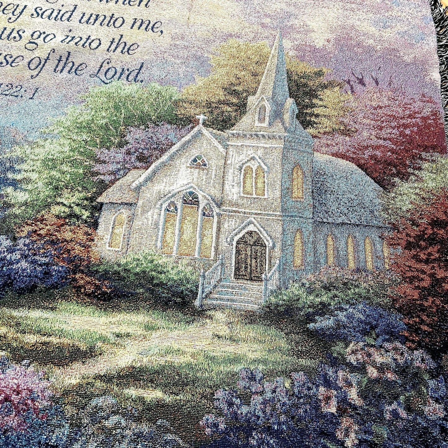Tapestry: "Church in The Country" Tapestry Throw Blanket With Tag