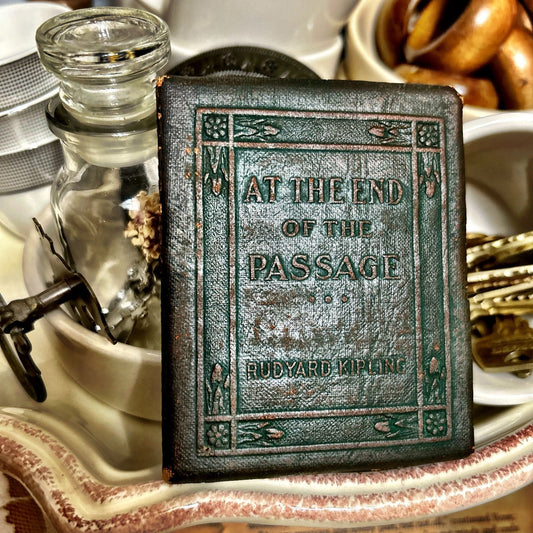 Antique Green Little Leather Library Book At the End  of Passage