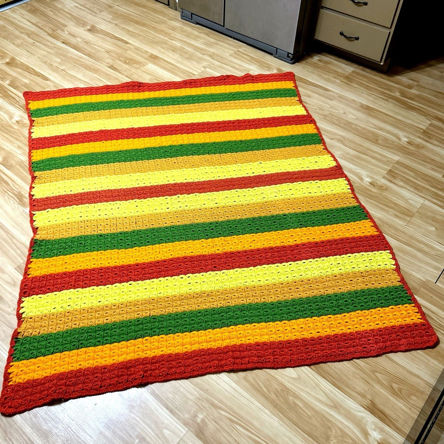 Crochet Afghan Homemade Multicolored Blanket/Throw