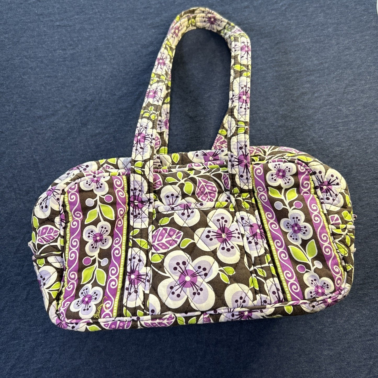 VERA BRADLEY Plum Petals Pattern Top Zip Shoulder Bag