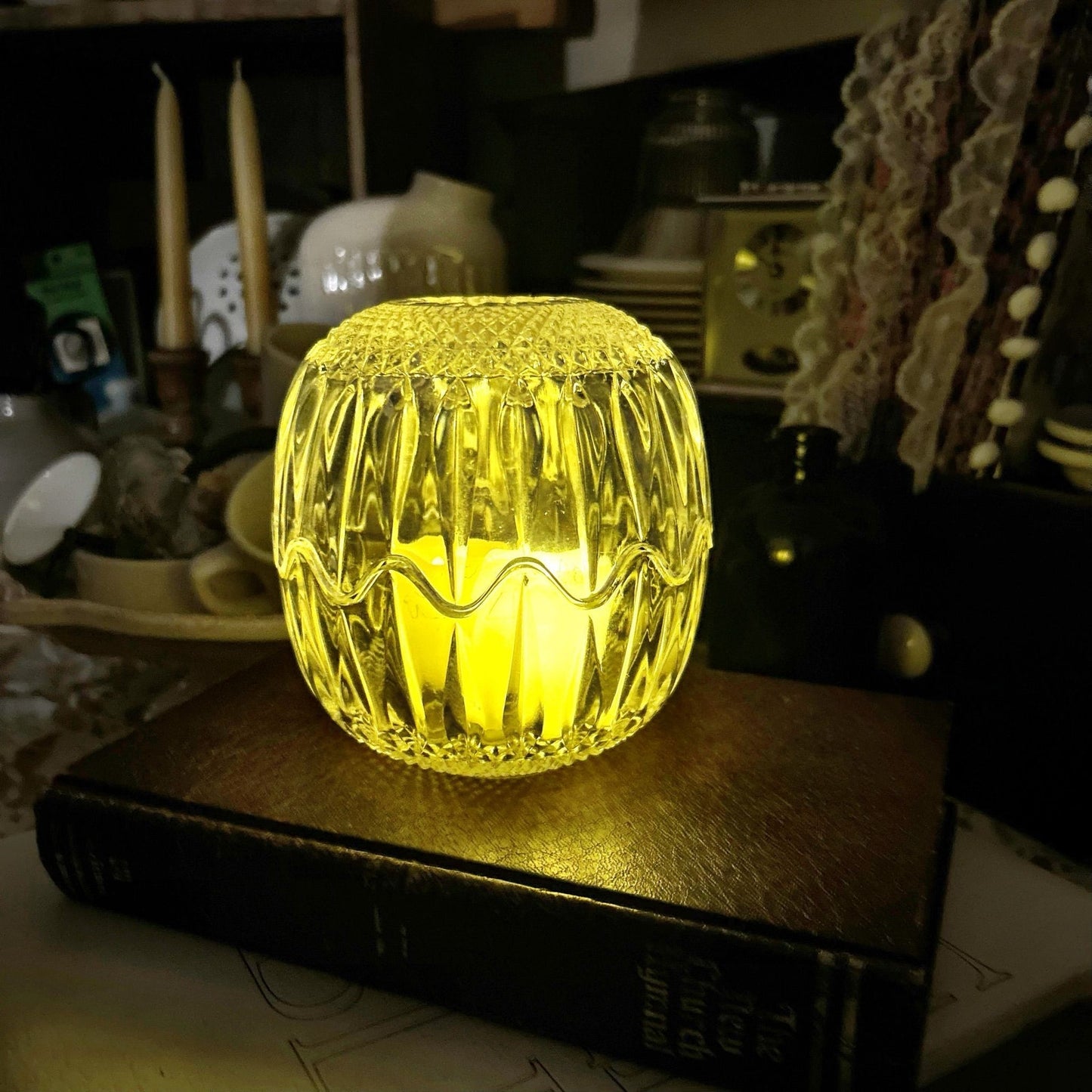 Crystal Glass Candy Dish ( homemade fairy lamp )