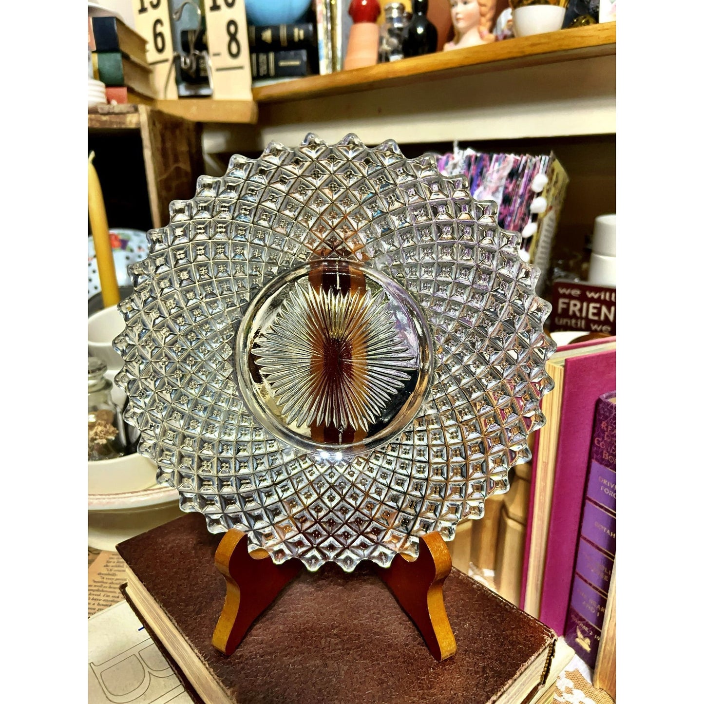 Vintage Westmoreland Clear Glass Diamond Pattern ( 365 Glower )