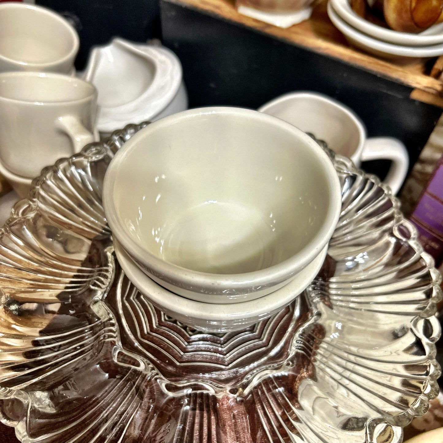 Chunky Restaurant Ware Stackable Bowls; Cream Colored ( set of 2 )
