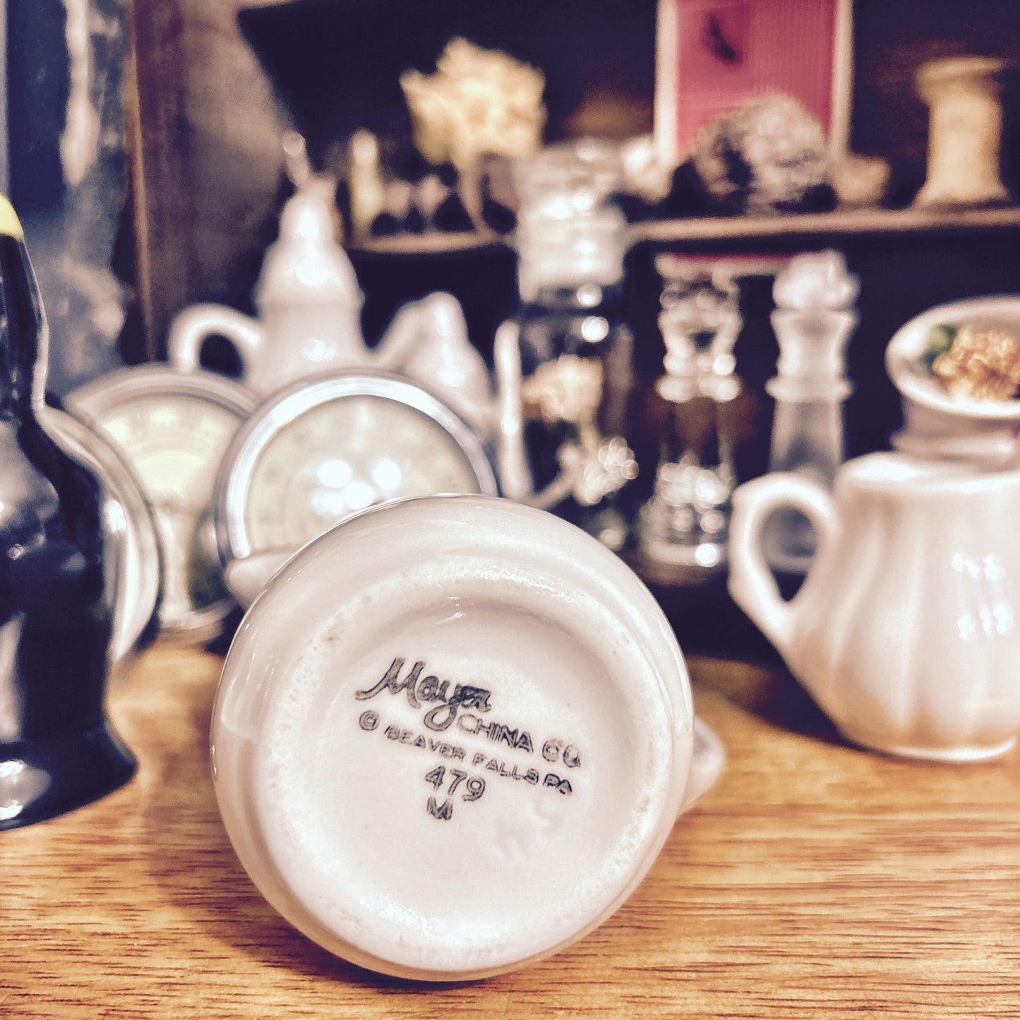 Creamer: Cream Color with Gold Trim; Ironstone Restaurantware Mayer