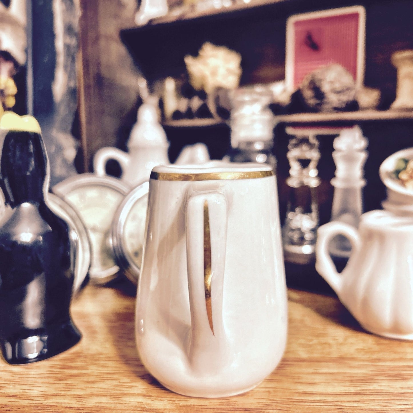 Creamer: Cream Color with Gold Trim; Ironstone Restaurantware Mayer