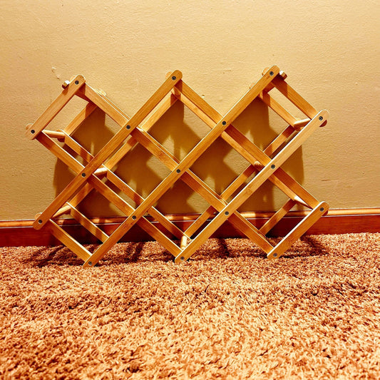 Vintage Wooden Accordion Wine Rack