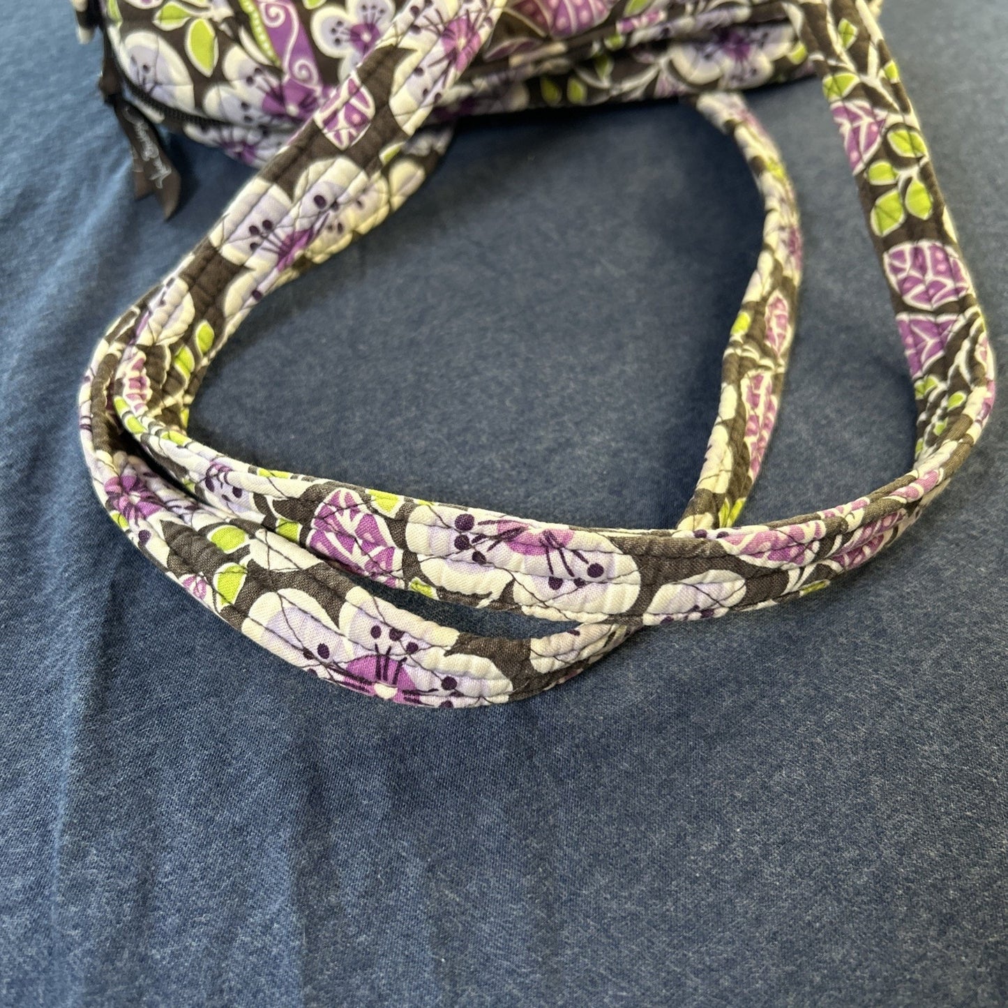 VERA BRADLEY Plum Petals Pattern Top Zip Shoulder Bag