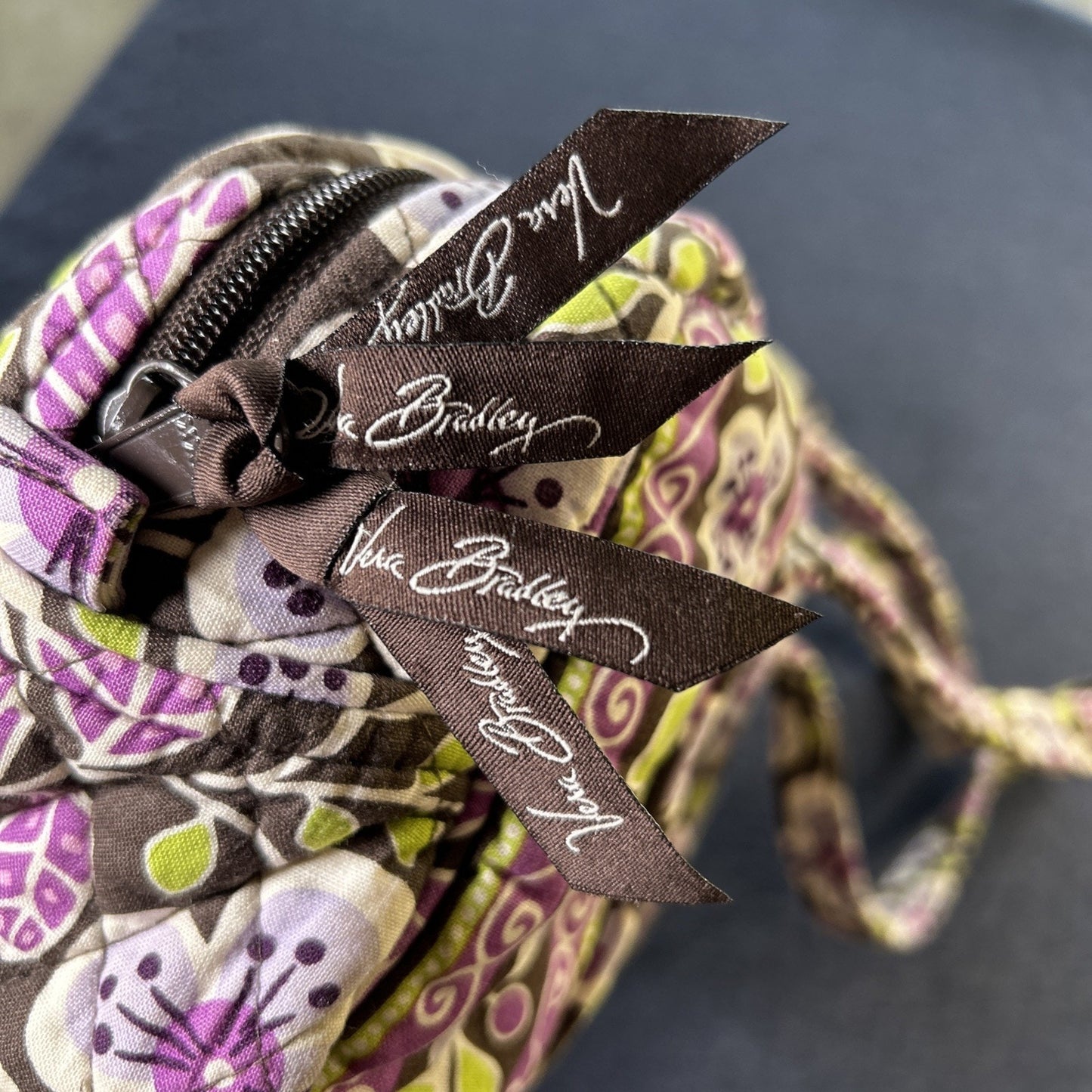 VERA BRADLEY Plum Petals Pattern Top Zip Shoulder Bag