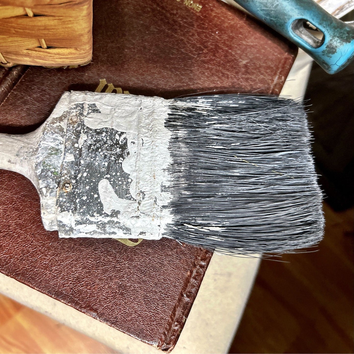 Paint Brush (Wooden handle with White chippy paint)