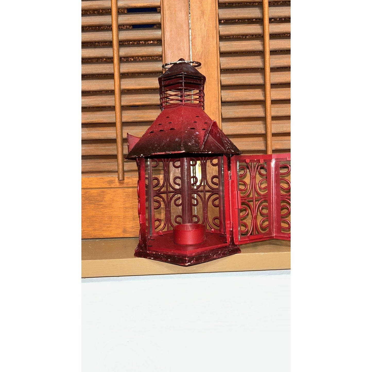 Distressed Metal Tea Light Lantern