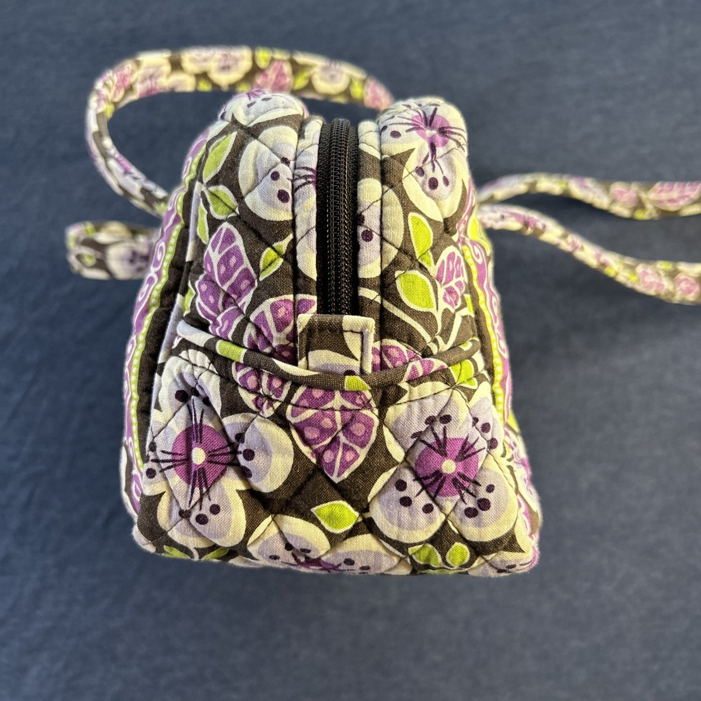 VERA BRADLEY Plum Petals Pattern Top Zip Shoulder Bag