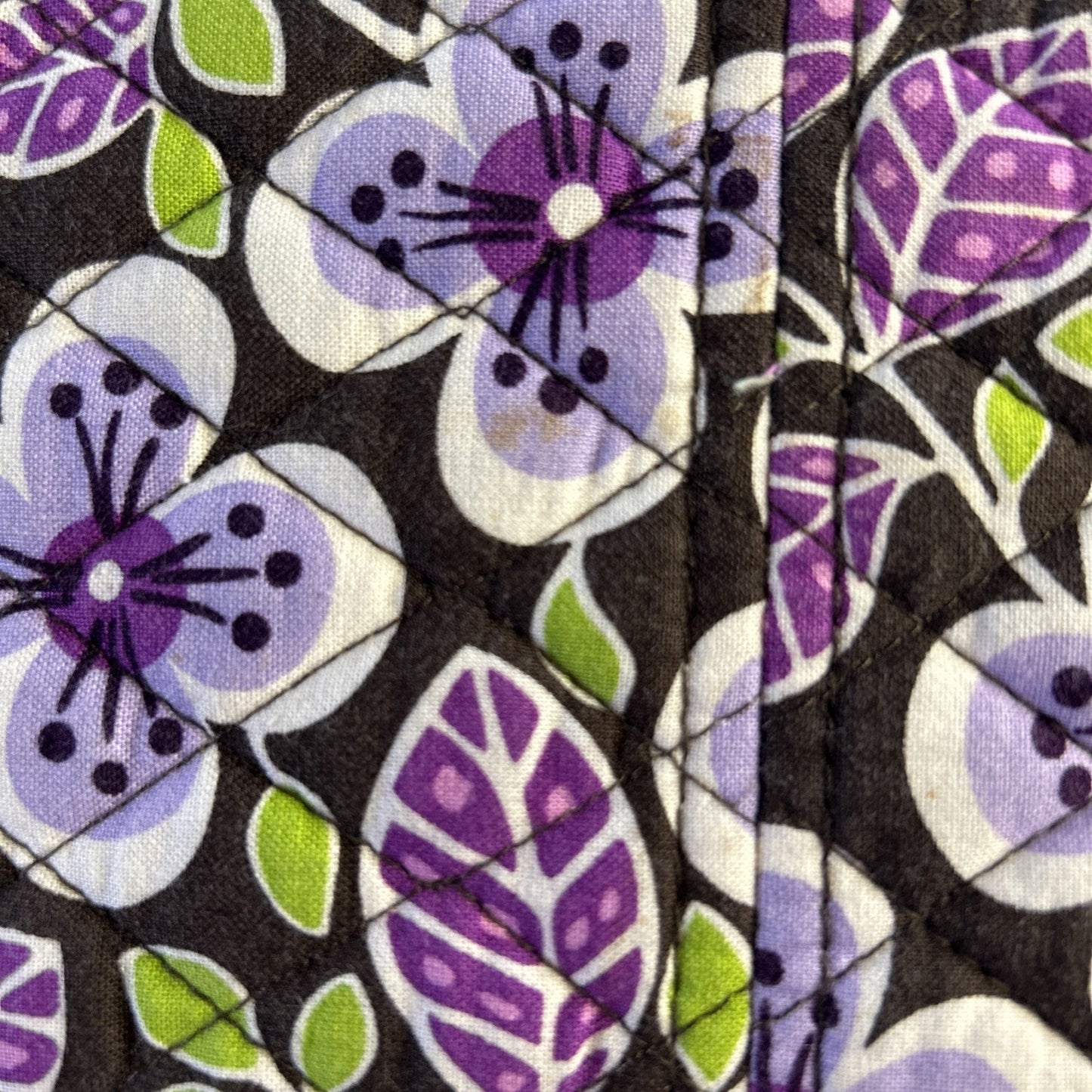 VERA BRADLEY Plum Petals Pattern Top Zip Shoulder Bag