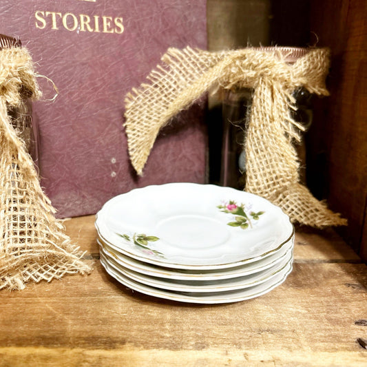 Moss Rose Tea Plates Demi Style Set of Four