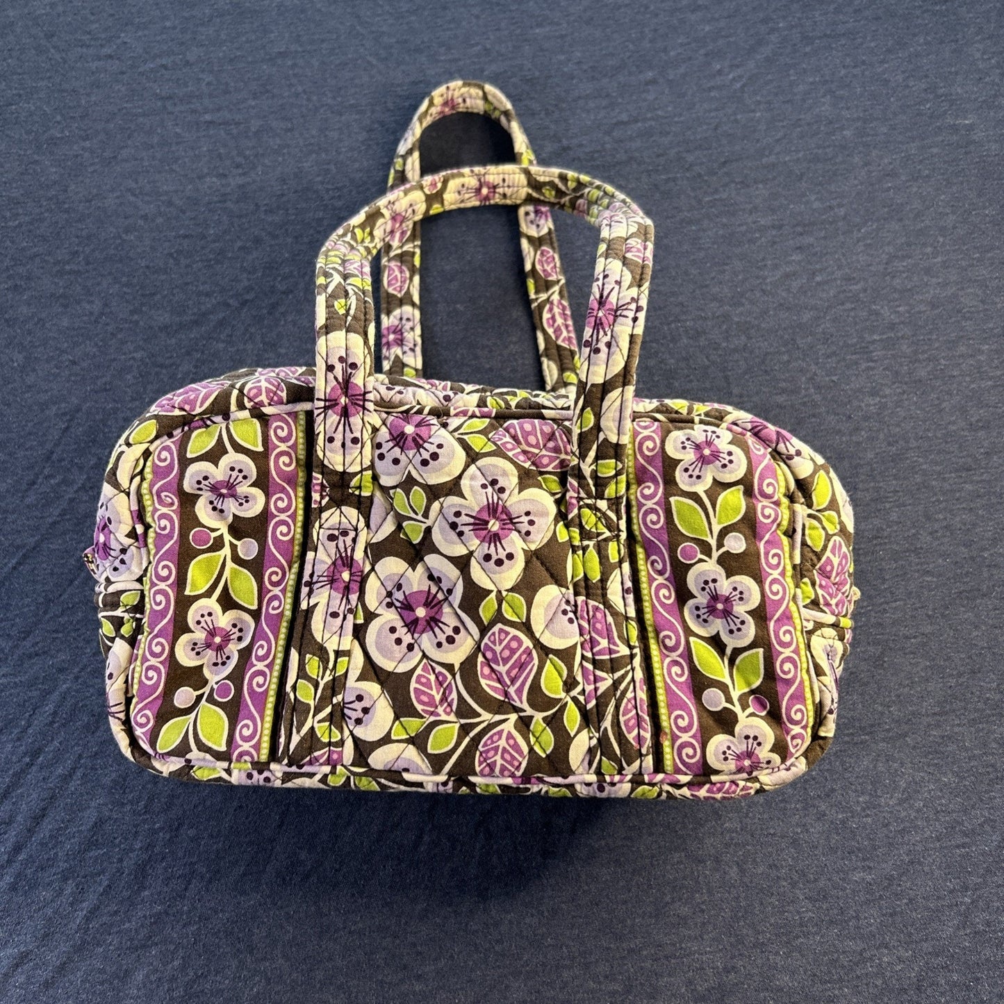 VERA BRADLEY Plum Petals Pattern Top Zip Shoulder Bag