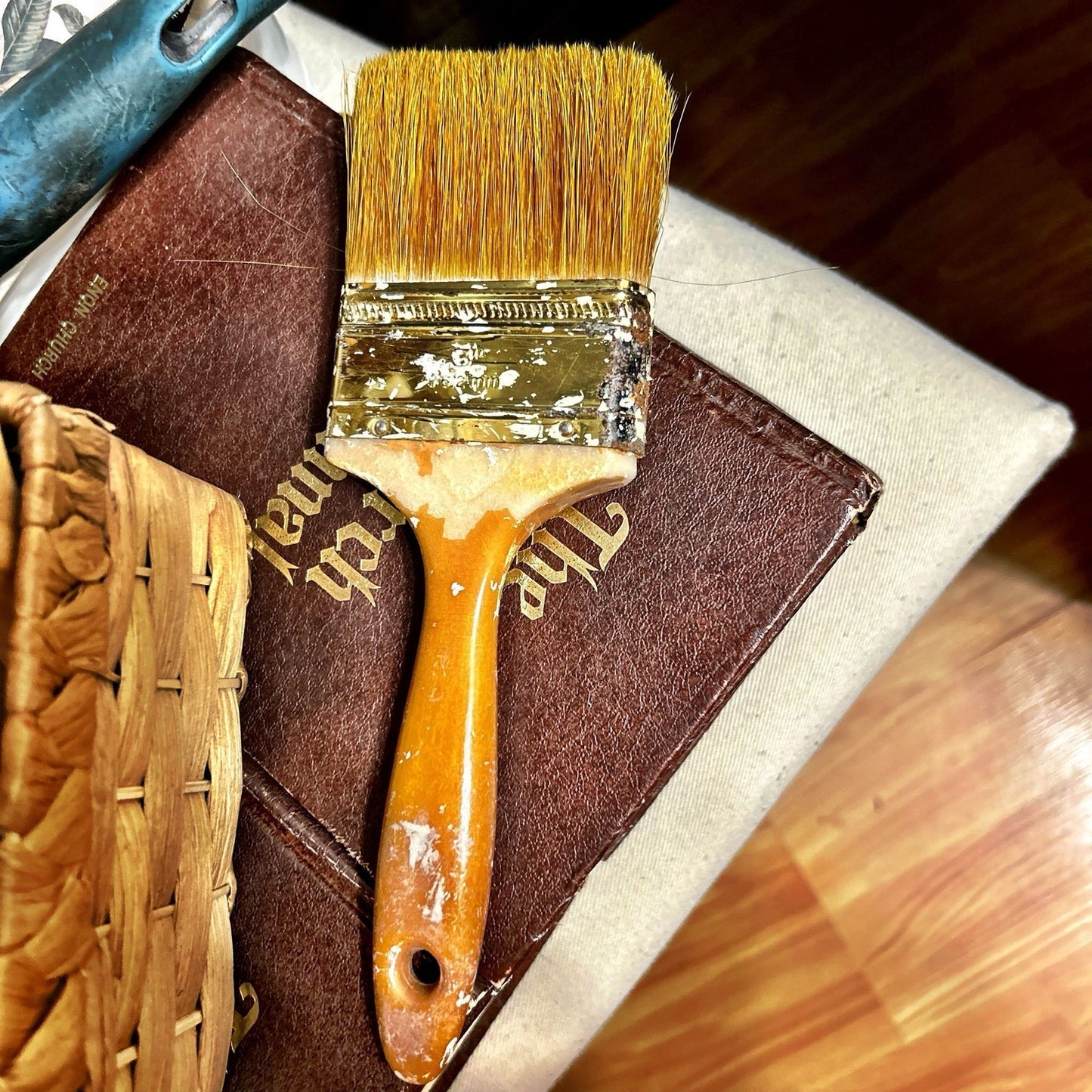 Paint Brush ( yellow handle & chippy paint )