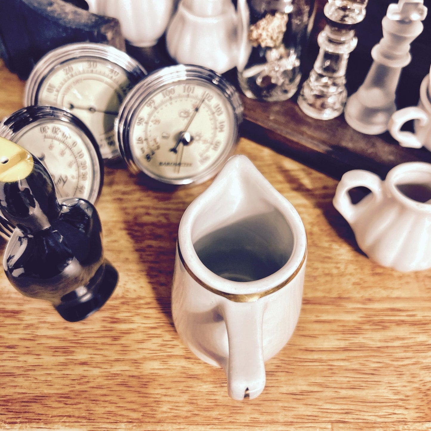 Creamer: Cream Color with Gold Trim; Ironstone Restaurantware Mayer