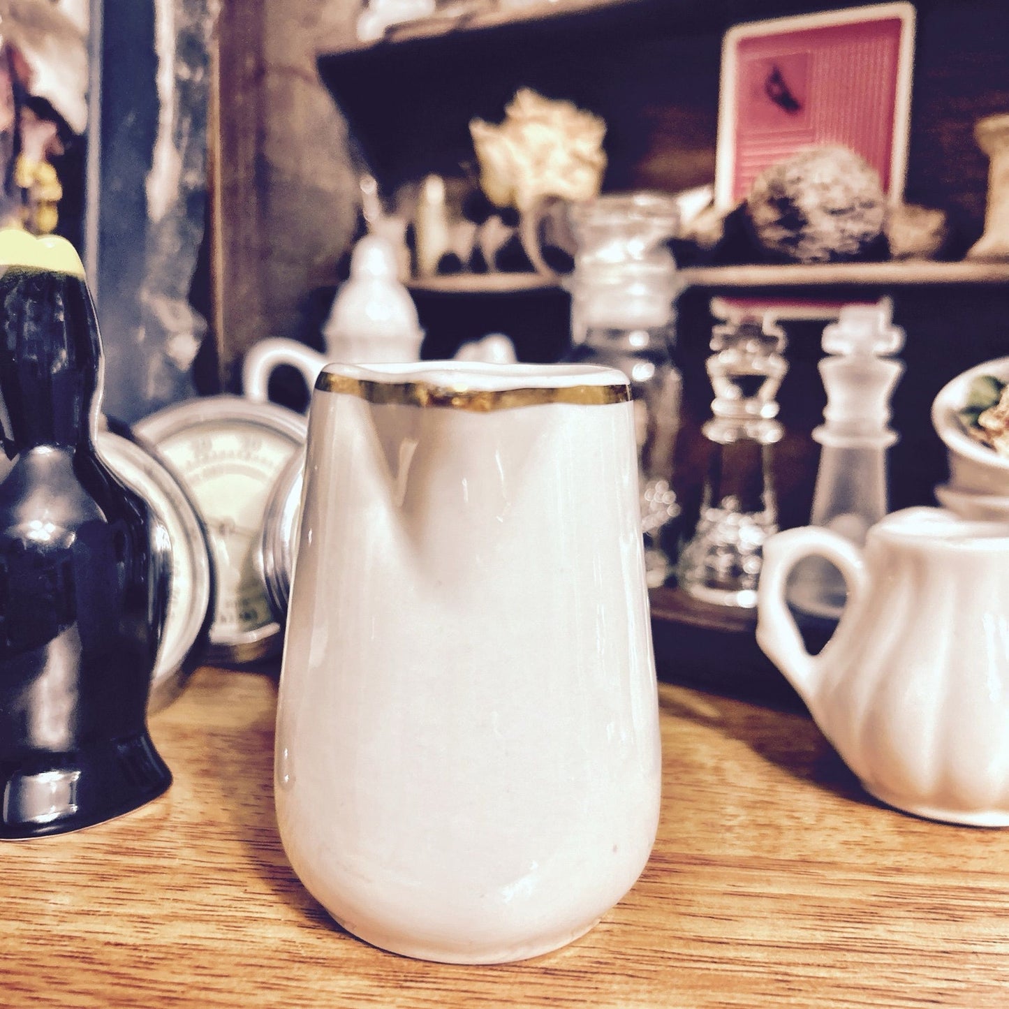 Creamer: Cream Color with Gold Trim; Ironstone Restaurantware Mayer