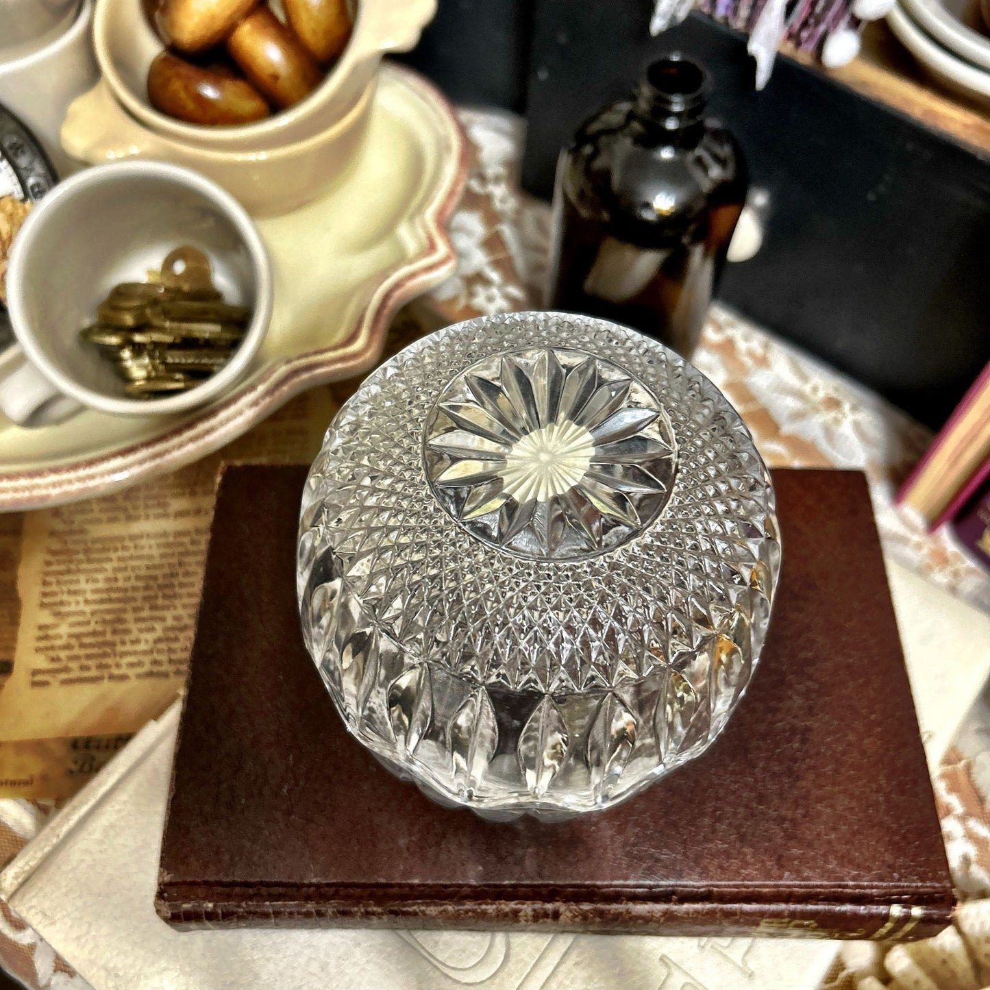 Crystal Glass Candy Dish ( homemade fairy lamp )